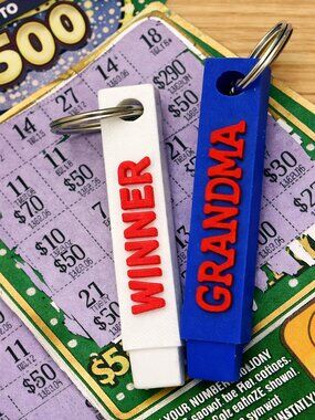 Customizable 3D Printed Lottery Scratcher Keychain – Personalized Gift